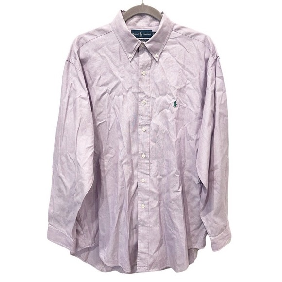 Ralph Lauren Other - Ralph Lauren‎ Purple Yarmouth Cotton Pinpoint Oxford Size 16.5 34/35 Green Pony